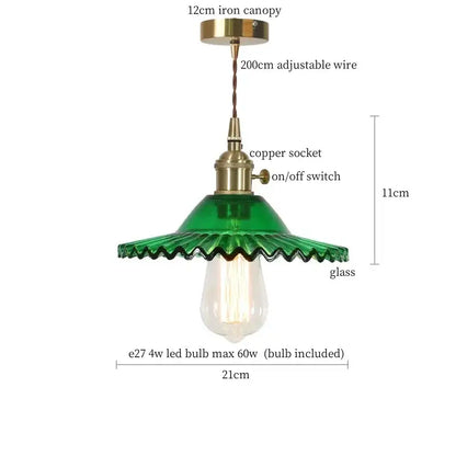 Nordic brass glass flounce led pendant light for dining room