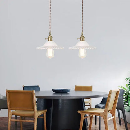 Nordic brass glass flounce led pendant light for dining room
