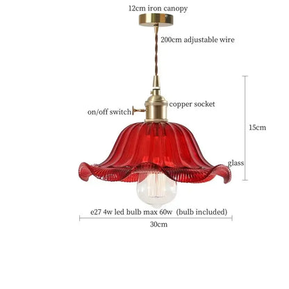 Nordic brass glass flounce led pendant light for dining room