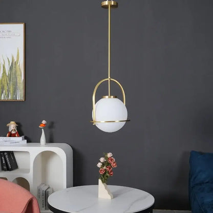 Nordic brass glass globe pendant light for kitchen dining room