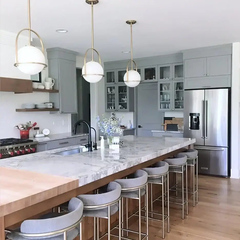 Nordic brass glass globe pendant light for kitchen dining room