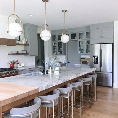 Nordic brass glass globe pendant light for kitchen dining room