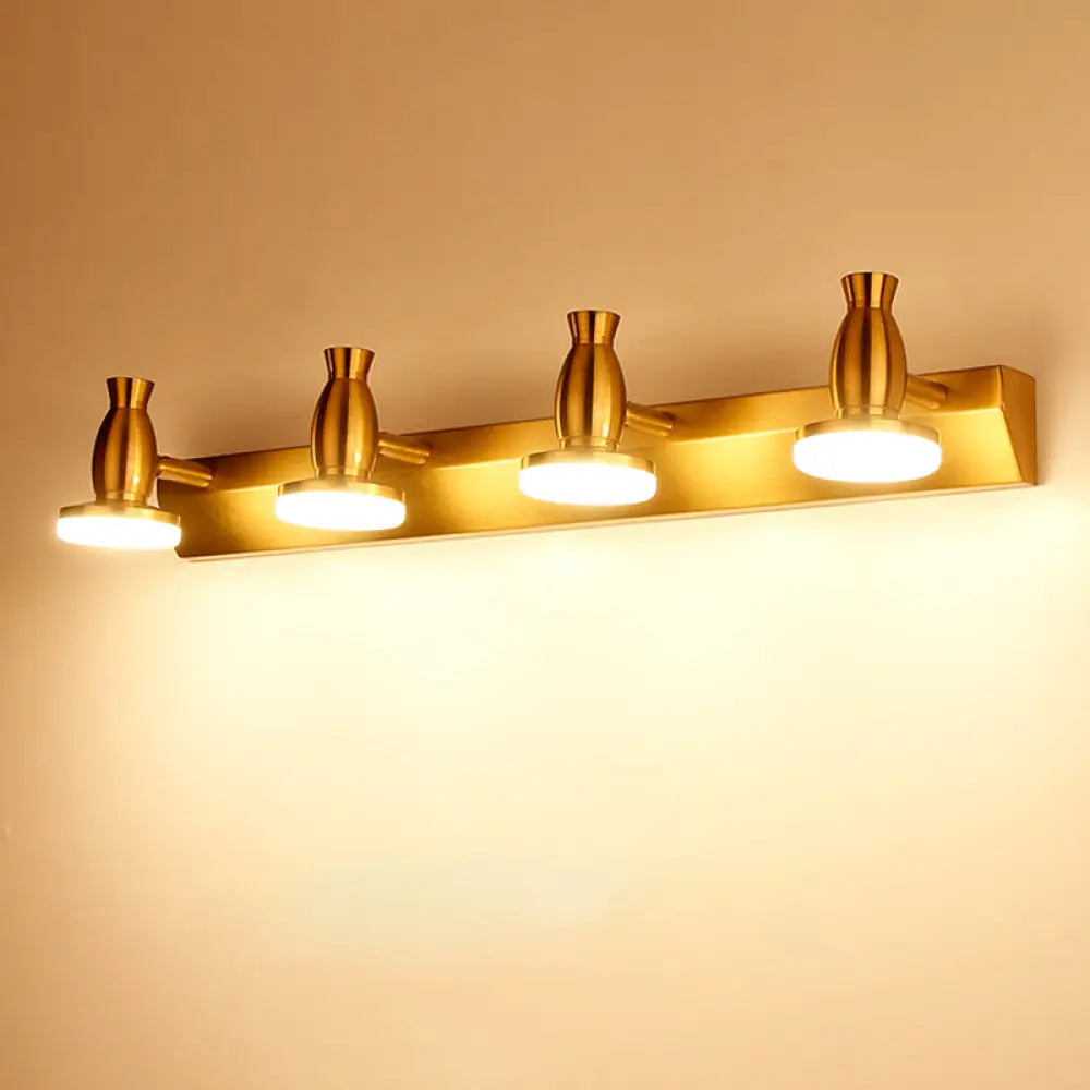 DecorBites™ Nordic Brass Wall Lighting - 4 Head Bathroom Vanity Lamp with Round Metal Shade in Warm/White Light