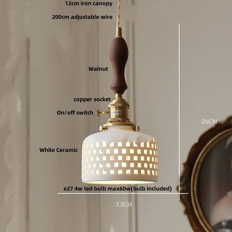 Nordic brown wood led pendant light dining room autumn leaf glass