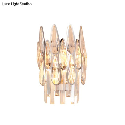 DecorBites™ Nordic Chrome Sconce Light with Crystal Teardrop Shade - 1 Light Wall Mount for Living Room