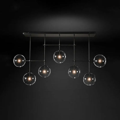 DecorBites™ Nordic Clear Glass 7-Bulb Black/Gold Sphere Island Pendant Light for Living Room