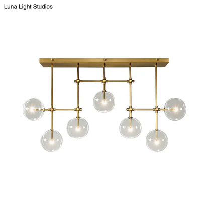 DecorBites™ Nordic Clear Glass 7-Bulb Black/Gold Sphere Island Pendant Light for Living Room