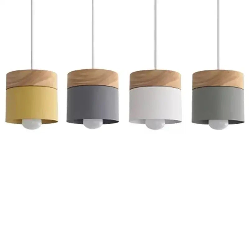 Nordic colorful wood iron pendant lights for living room decor