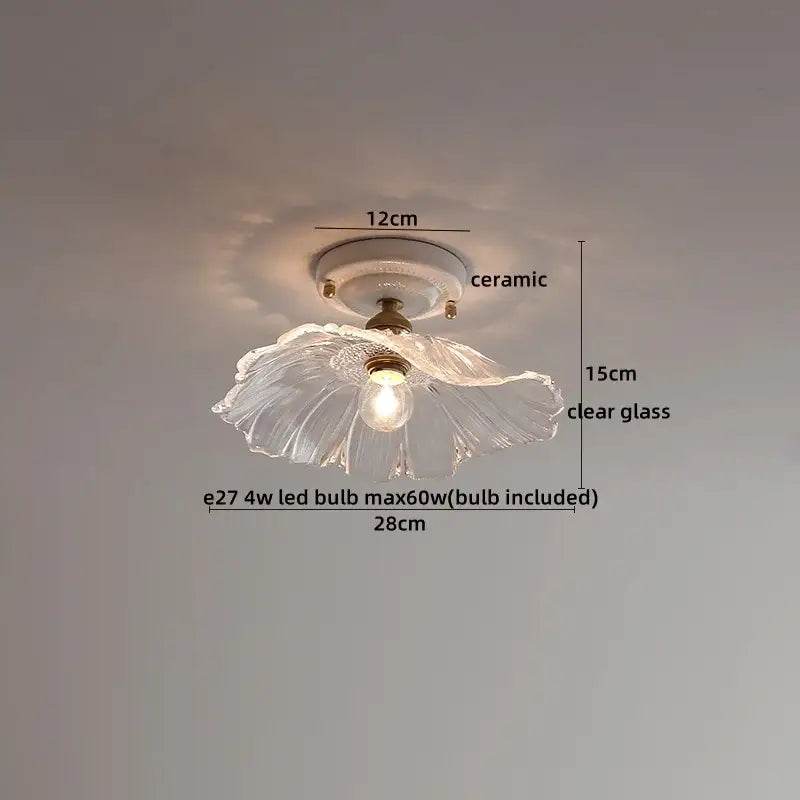 Nordic cream ceramic led ceiling light bedroom glass dome fixture