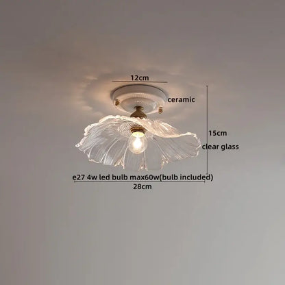 Nordic cream ceramic led ceiling light bedroom glass dome fixture