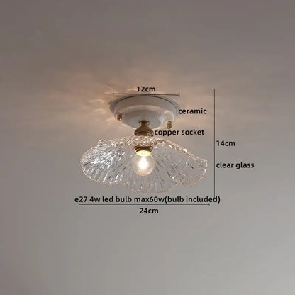 Nordic cream ceramic led ceiling light bedroom glass dome fixture