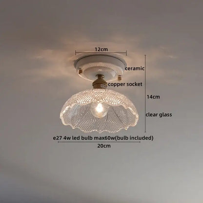 Nordic cream ceramic led ceiling light bedroom glass dome fixture