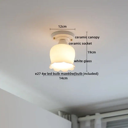 Nordic cream ceramic led ceiling light bedroom glass dome fixture