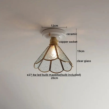 Nordic cream ceramic led ceiling light bedroom glass dome fixture