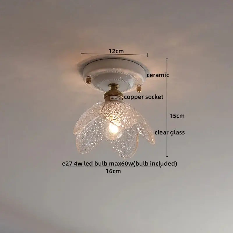 Nordic cream ceramic led ceiling light bedroom glass dome fixture