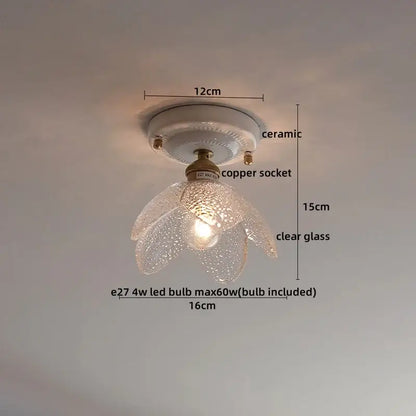 Nordic cream ceramic led ceiling light bedroom glass dome fixture
