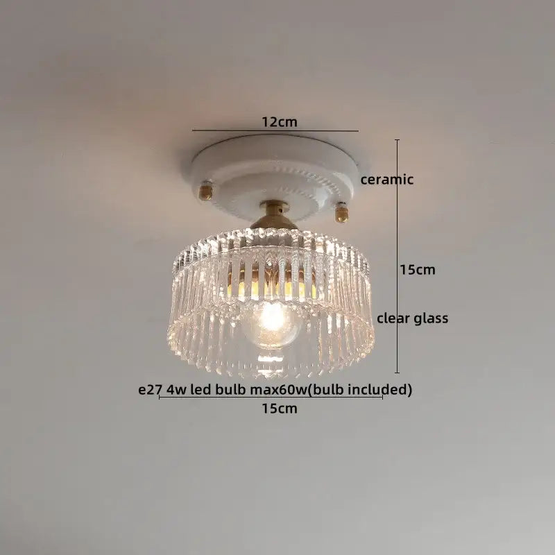 Nordic cream ceramic led ceiling light bedroom glass dome fixture