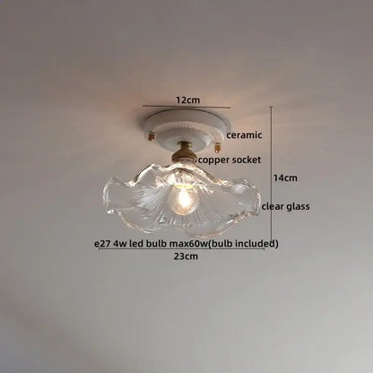 Nordic cream ceramic led ceiling light bedroom glass dome fixture