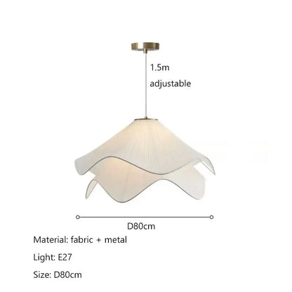Nordic cream fabric led pendant light bedroom petal chandelier