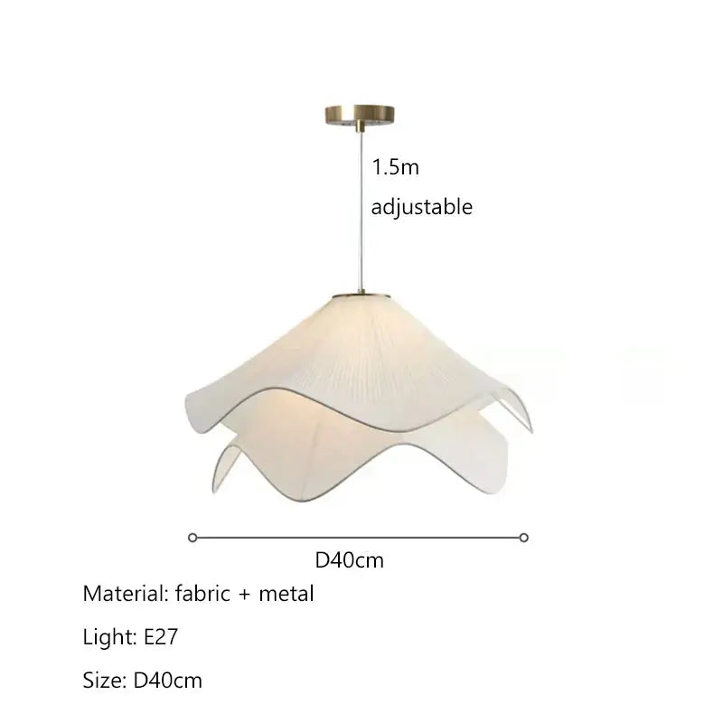Nordic cream fabric led pendant light bedroom petal chandelier