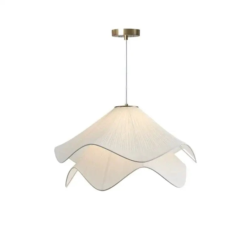 Nordic cream fabric led pendant light bedroom petal chandelier