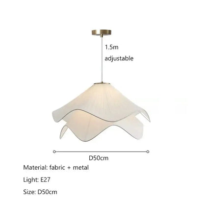 Nordic cream fabric led pendant light bedroom petal chandelier
