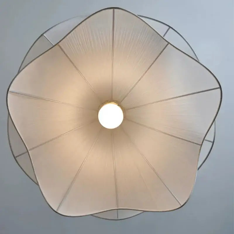 Nordic cream fabric led pendant light bedroom petal chandelier