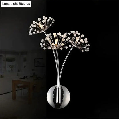 Nordic creative crystal flower chrome wall lamps for bedroom