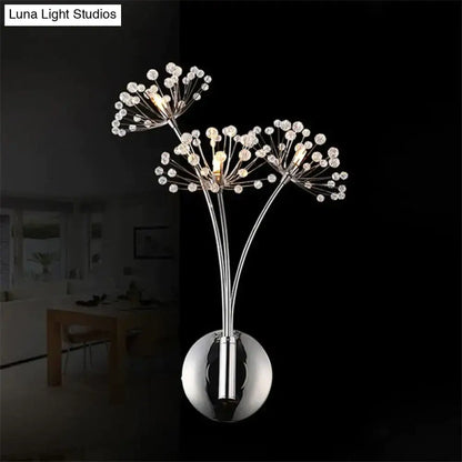 Nordic creative crystal flower chrome wall lamps for bedroom