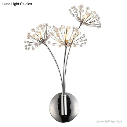 Nordic creative crystal flower chrome wall lamps for bedroom