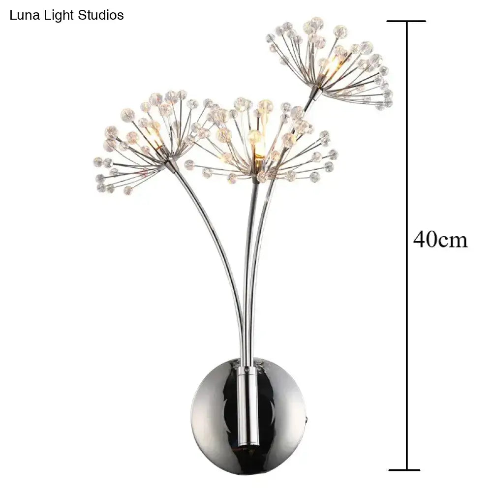 Nordic creative crystal flower chrome wall lamps for bedroom