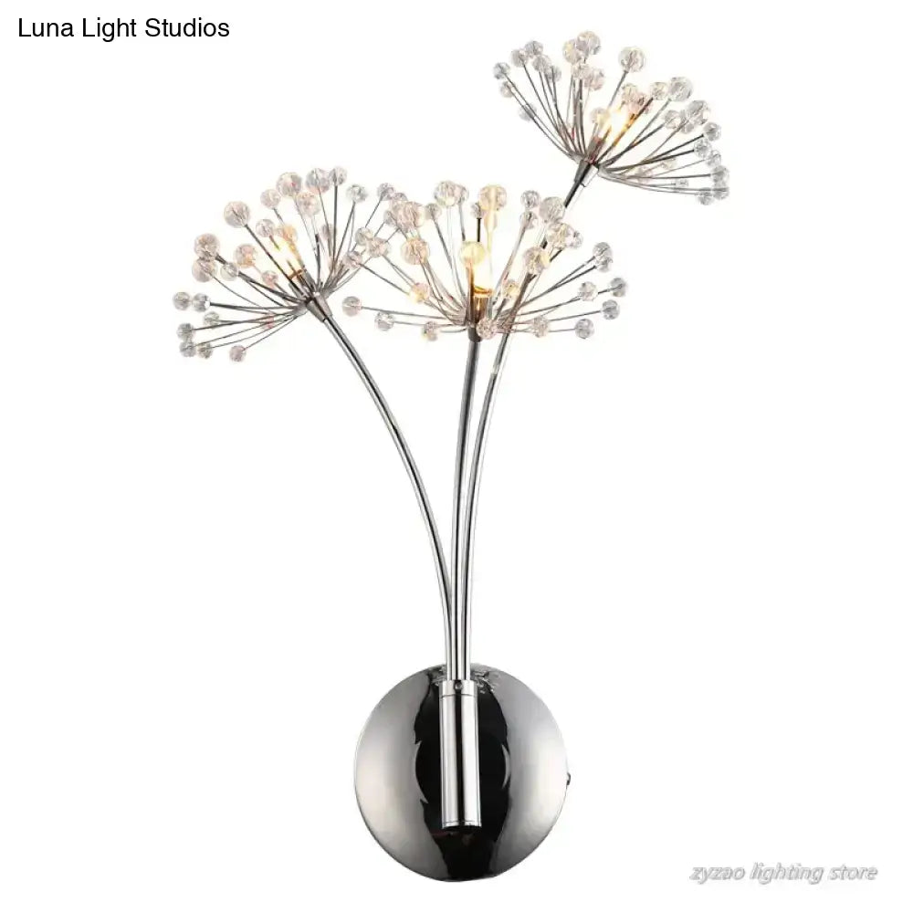 Nordic creative crystal flower chrome wall lamps for bedroom