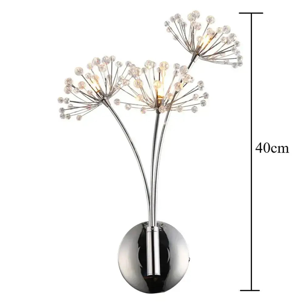 Nordic creative crystal flower chrome wall lamps for bedroom