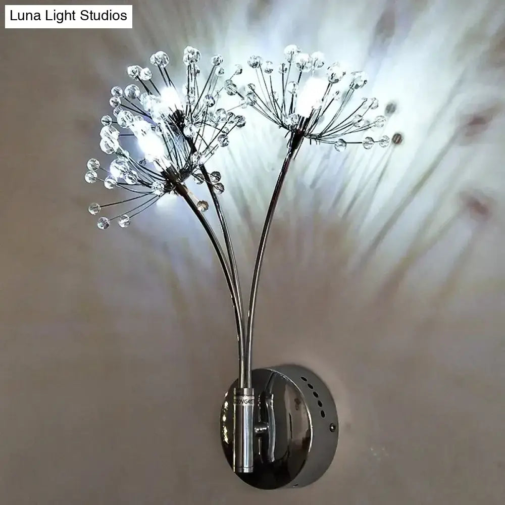 Nordic creative crystal flower chrome wall lamps for bedroom