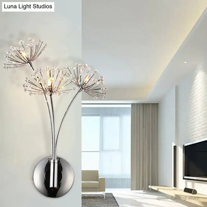 Nordic creative crystal flower chrome wall lamps for bedroom