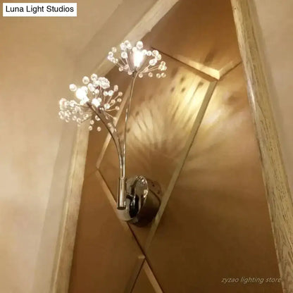 Nordic creative crystal flower chrome wall lamps for bedroom