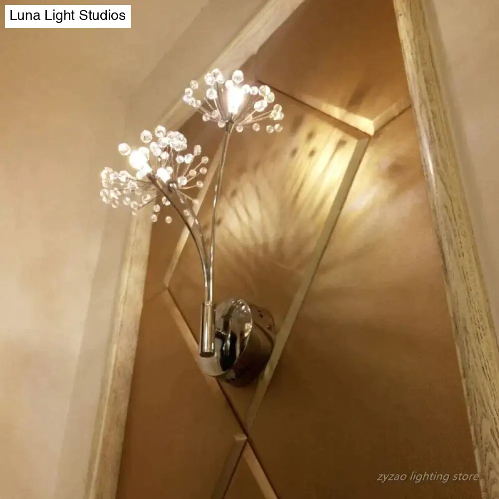 DecorBites™ Nordic Creative Crystal Flower Dandelion Wall Lamps for Bathroom Bedroom Bedside Lamp Living Room