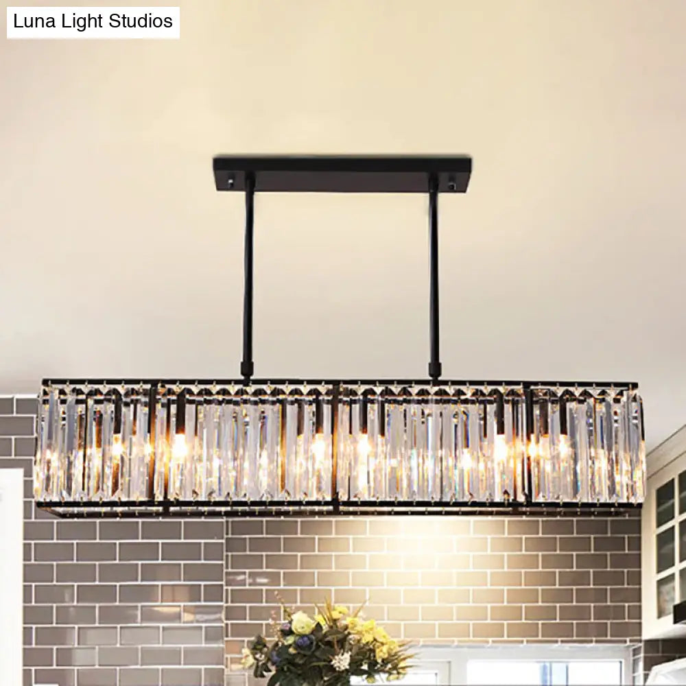 DecorBites™ Nordic Crystal 3-Head Rectangle Pendant Chandelier Ceiling Light in Bronze