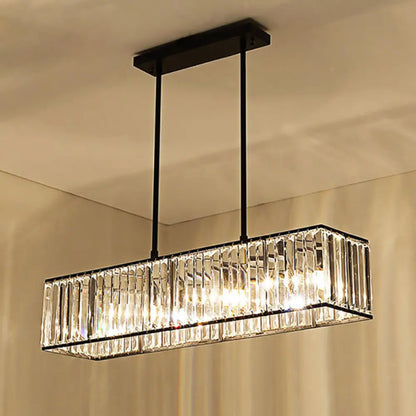 DecorBites™ Nordic Crystal 3-Head Rectangle Pendant Chandelier Ceiling Light in Bronze