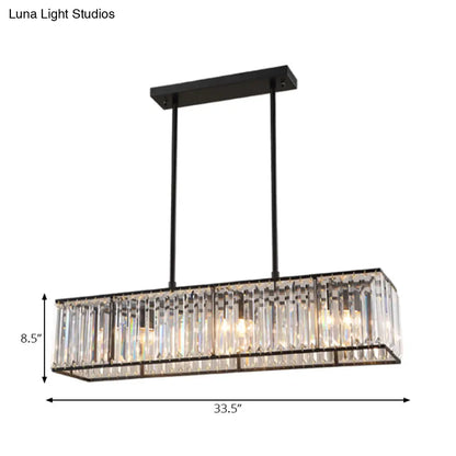 DecorBites™ Nordic Crystal 3-Head Rectangle Pendant Chandelier Ceiling Light in Bronze