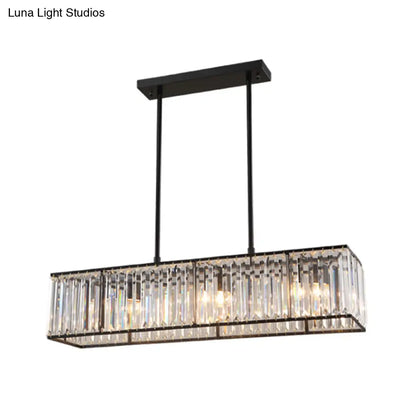 DecorBites™ Nordic Crystal 3-Head Rectangle Pendant Chandelier Ceiling Light in Bronze