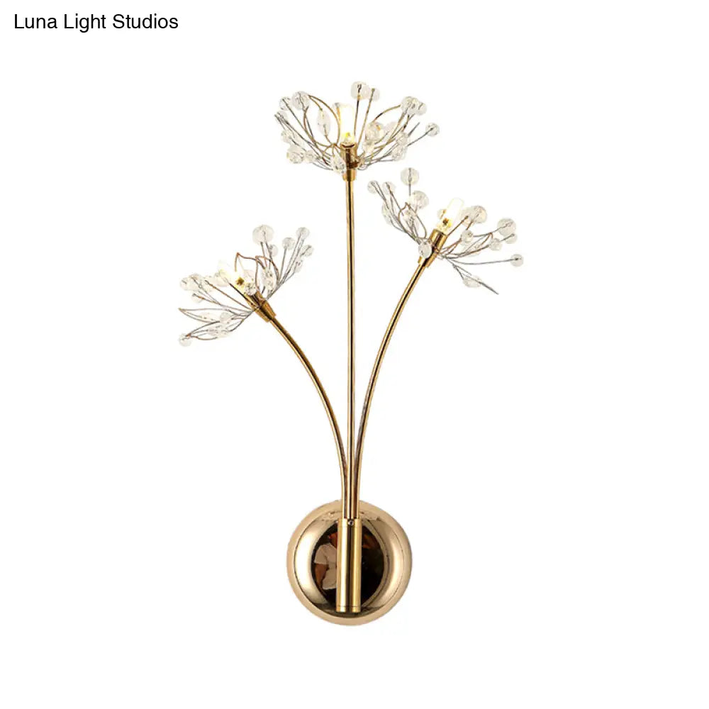 DecorBites™ Nordic Crystal 3-Light Gold Wall Sconce for Living Room Decor