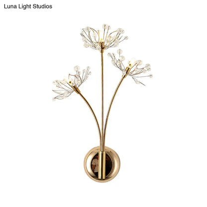 DecorBites™ Nordic Crystal 3-Light Gold Wall Sconce for Living Room Decor