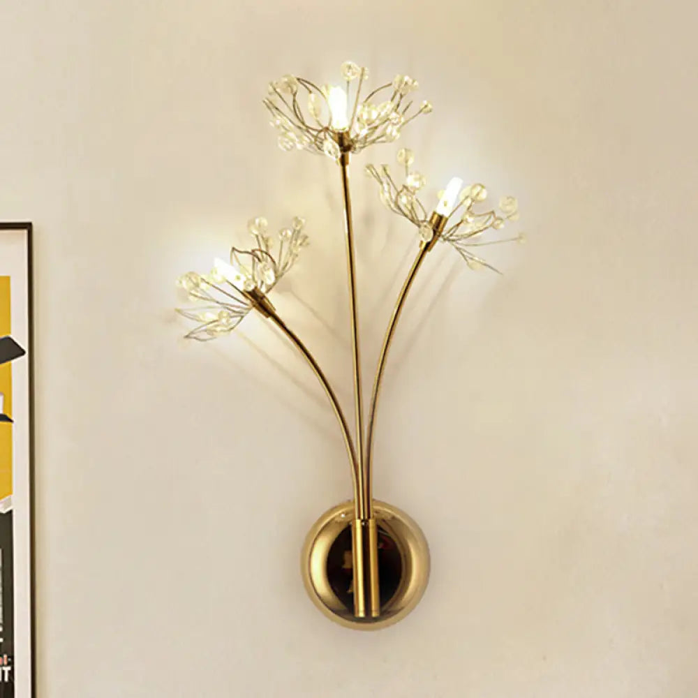 DecorBites™ Nordic Crystal 3-Light Gold Wall Sconce for Living Room Decor