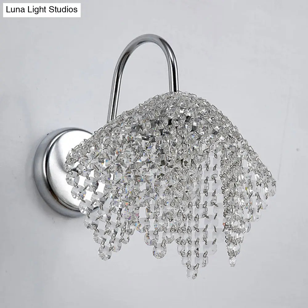 DecorBites™ Nordic Crystal Drip Wall Sconce Lighting in Chrome: 1-Light Wall Mount Fixture