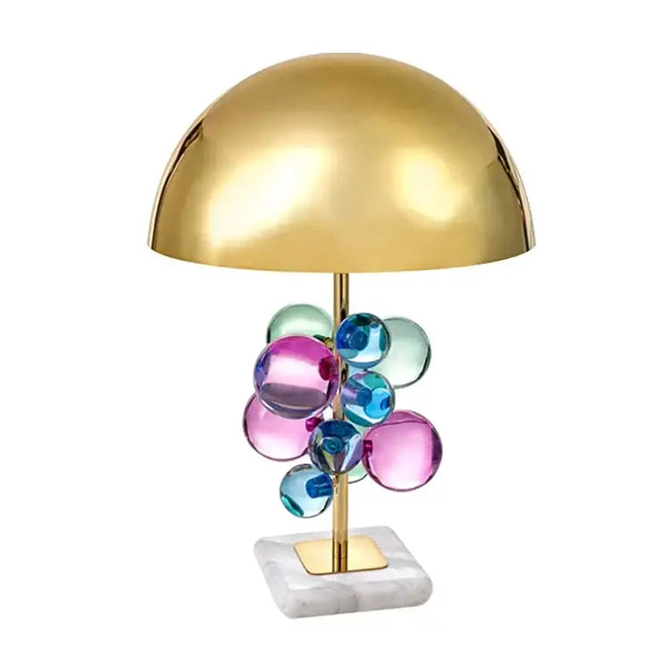 Nordic crystal table lamp for bedroom with brass accents
