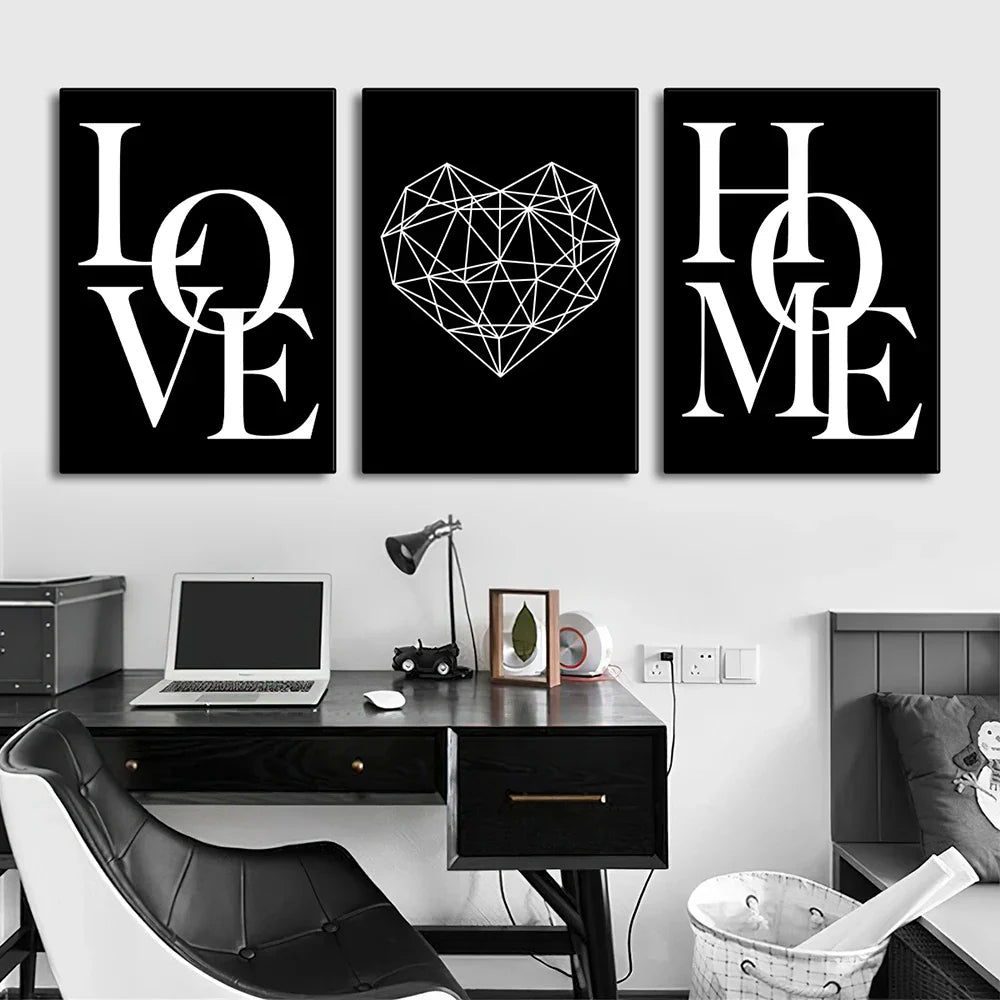 DecorBites™ Nordic Diamond Heart Canvas Prints Set