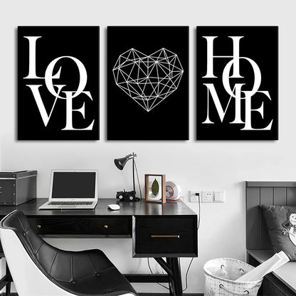 DecorBites™ Nordic Diamond Heart Canvas Prints Set