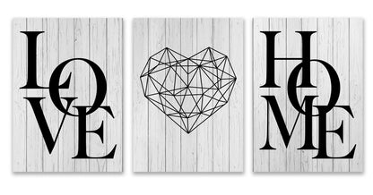 DecorBites™ Nordic Diamond Heart Canvas Prints Set