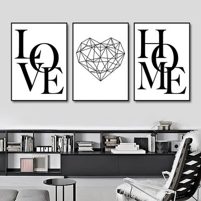 DecorBites™ Nordic Diamond Heart Canvas Prints Set